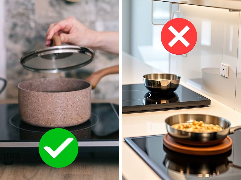 Cách đặt nồi đúng trên bếp từ để tránh lỗi không nhận nồi