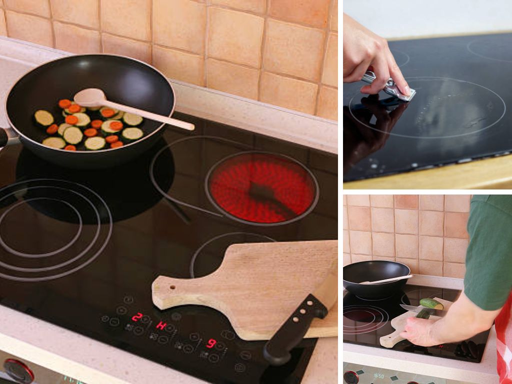 tránh đặt các vật kim loại như dao, thìa lên mặt kính khi bếp đang hoạt động