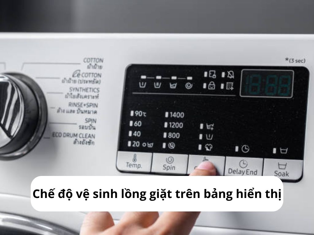 Chế độ vệ sinh lồng giặt trên bảng hiển thị