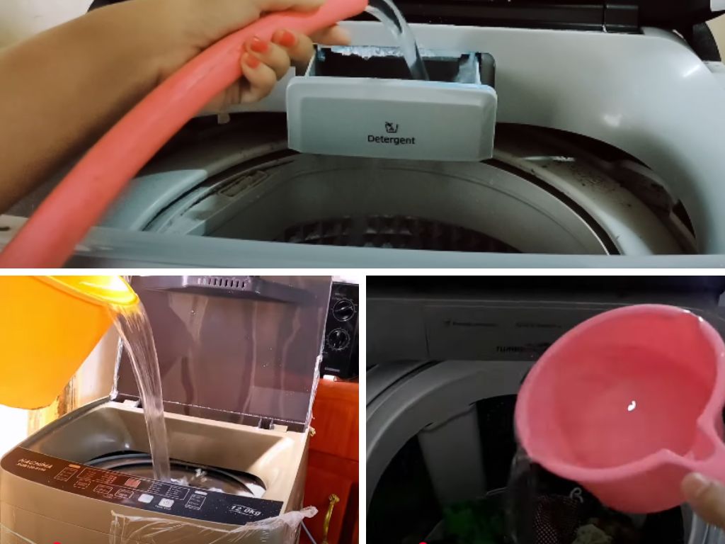 Chỉ nên đổ nước với máy giặt cửa trên