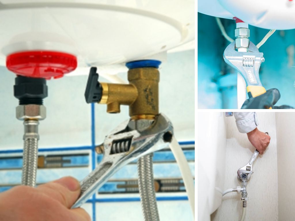 Dùng cờ lê siết chặt các mối nối đường ống